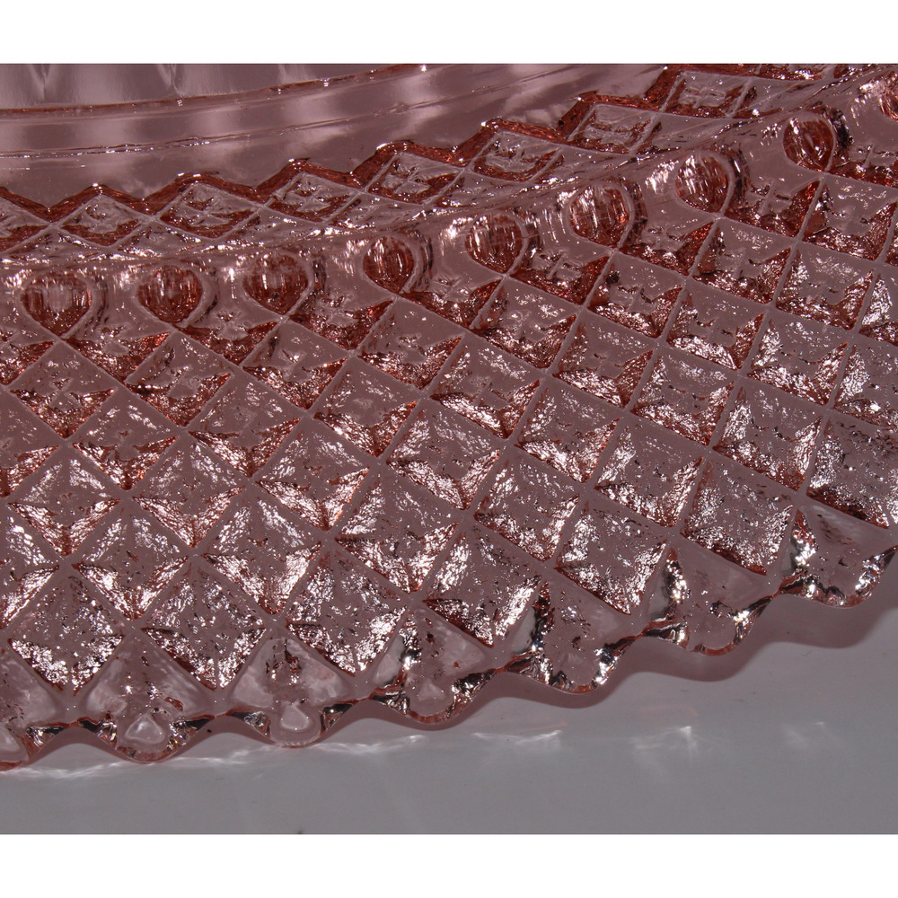 VTG Anchor Hocking Pink Depression Glass 12” Oval Serving Platter Miss America - Picture 3 of 8